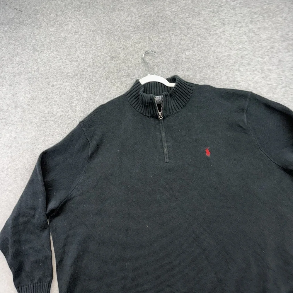 Polo Ralph Lauren Sweater Mens 3XB Black Fade Quarter Zip 1/4 Pullover Mock Neck